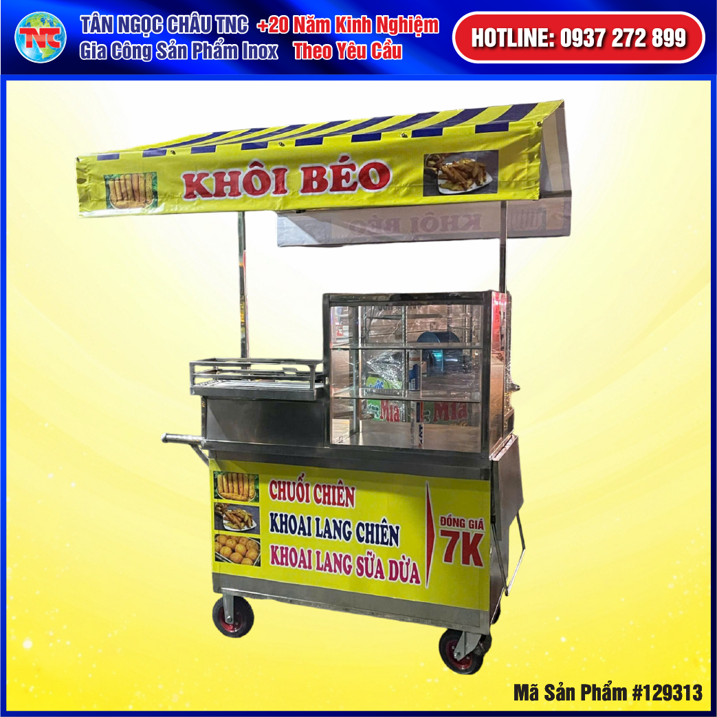 Xe Chuối Chiên Khoai Lang Mái Bạt Che
